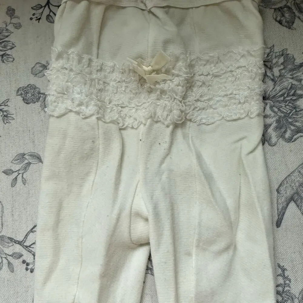 VTG 80s Infant Baby Girl 24 Months Tights Lot Ruffled Bottom White Red Blue Pink